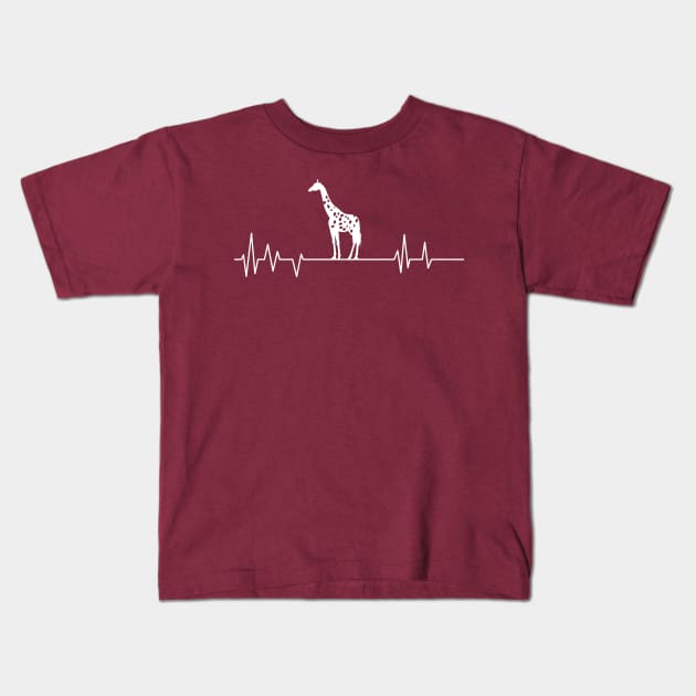 Giraffe heartbeat lover,Giraffe animal in wildlife Kids T-Shirt by mezy